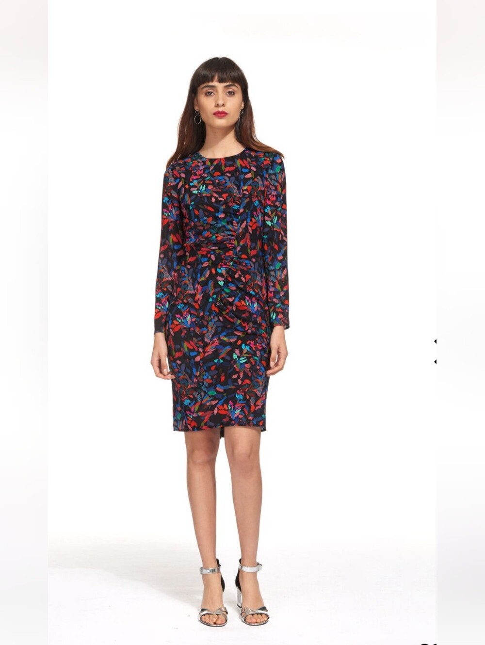 Whistles Dress, New! Size 6, Silk, Abstract Leaf, Multicolor Black